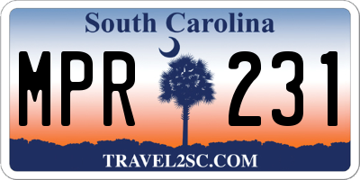 SC license plate MPR231