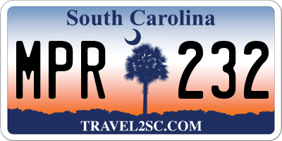 SC license plate MPR232