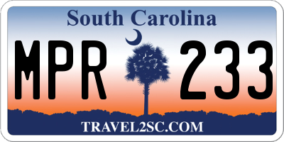 SC license plate MPR233