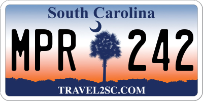 SC license plate MPR242