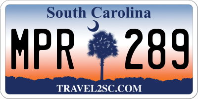 SC license plate MPR289
