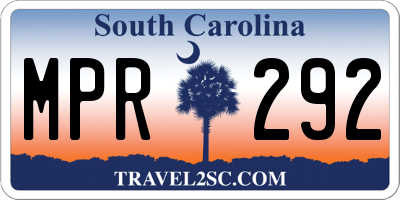 SC license plate MPR292