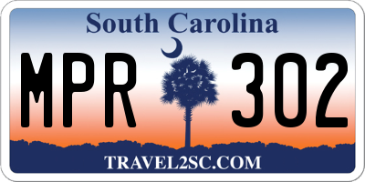 SC license plate MPR302