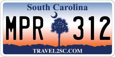 SC license plate MPR312