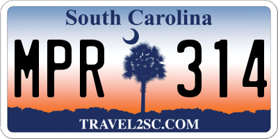 SC license plate MPR314