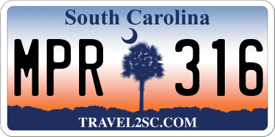SC license plate MPR316