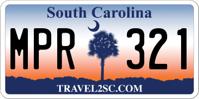 SC license plate MPR321