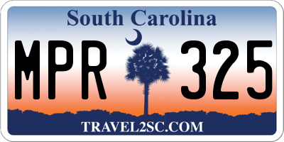 SC license plate MPR325