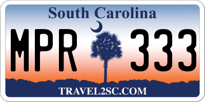 SC license plate MPR333