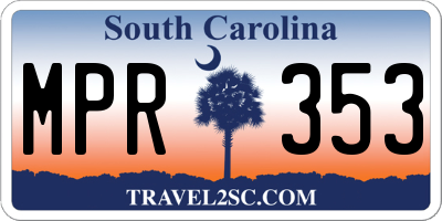 SC license plate MPR353