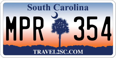 SC license plate MPR354