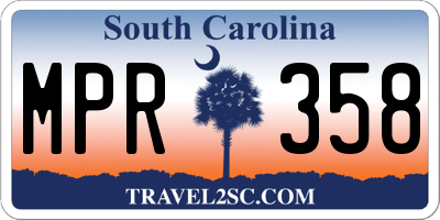 SC license plate MPR358