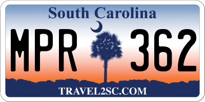 SC license plate MPR362