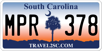 SC license plate MPR378