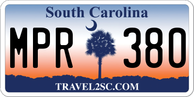 SC license plate MPR380