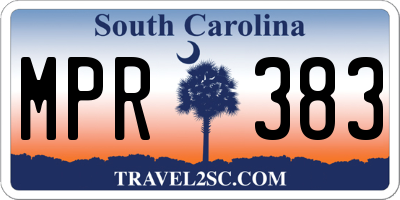 SC license plate MPR383