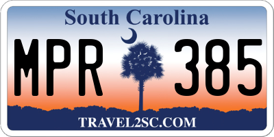 SC license plate MPR385