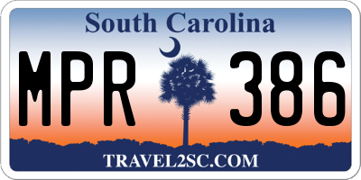 SC license plate MPR386