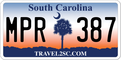SC license plate MPR387