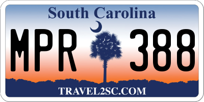 SC license plate MPR388