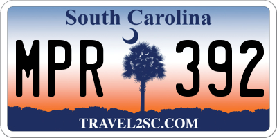 SC license plate MPR392