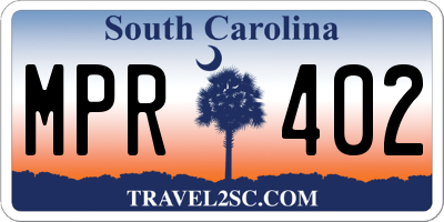 SC license plate MPR402
