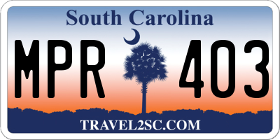 SC license plate MPR403