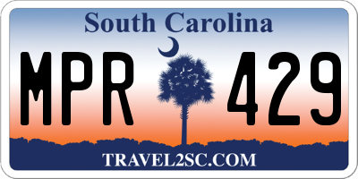 SC license plate MPR429