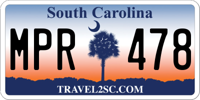SC license plate MPR478