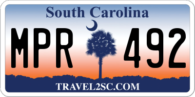 SC license plate MPR492