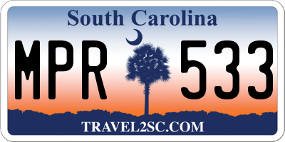 SC license plate MPR533