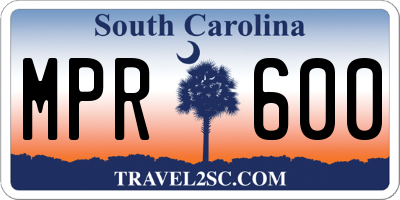 SC license plate MPR600