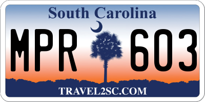 SC license plate MPR603
