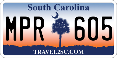 SC license plate MPR605