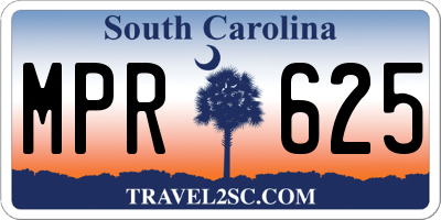 SC license plate MPR625