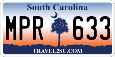 SC license plate MPR633