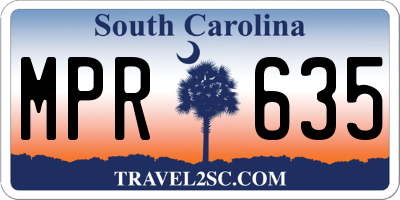 SC license plate MPR635