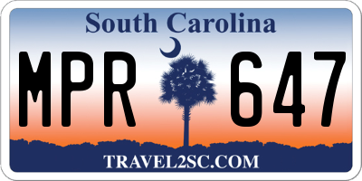 SC license plate MPR647