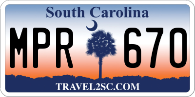 SC license plate MPR670