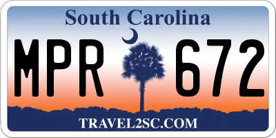SC license plate MPR672