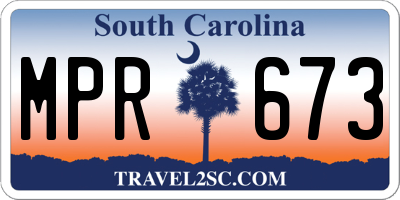 SC license plate MPR673