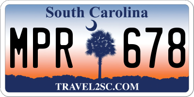 SC license plate MPR678