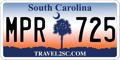SC license plate MPR725