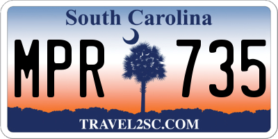 SC license plate MPR735