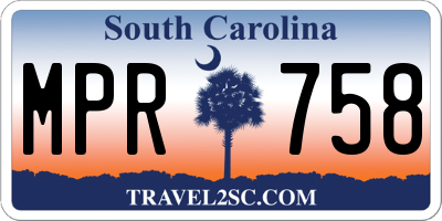 SC license plate MPR758