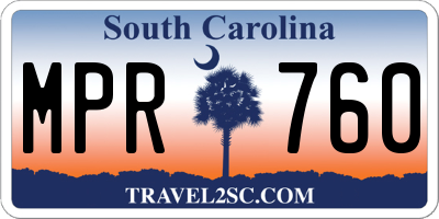SC license plate MPR760