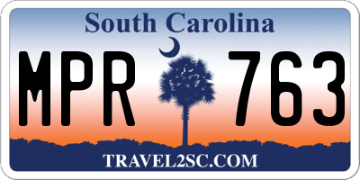 SC license plate MPR763
