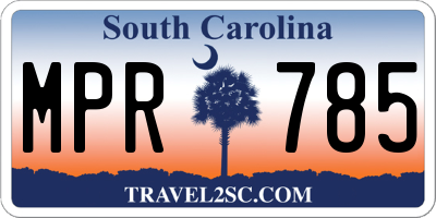 SC license plate MPR785