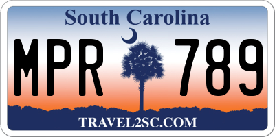 SC license plate MPR789