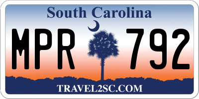 SC license plate MPR792
